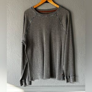Nifty Genius Waffle Knit Long Sleeve Shirt XL Gray Blue Stitching